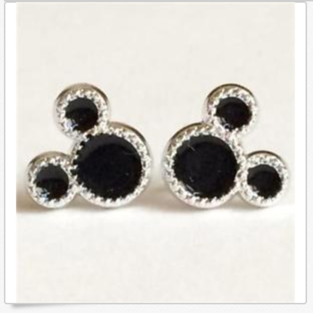 Black Enamel Mickey Mouse Ears Disney Earrings - Picture 5 of 8